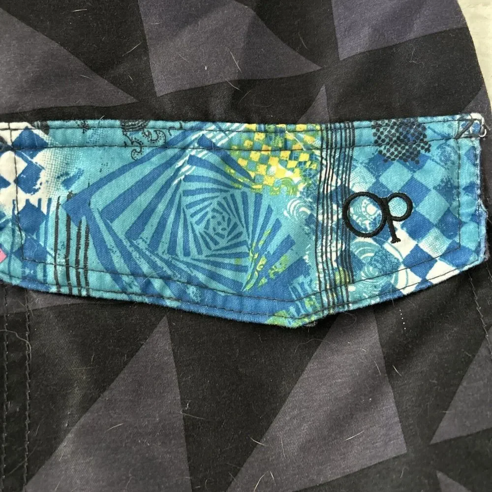 Adult Mens Womens OP Ocean Pacific Swim Wear Shorts Size 30 Vintage Abstract Geo
